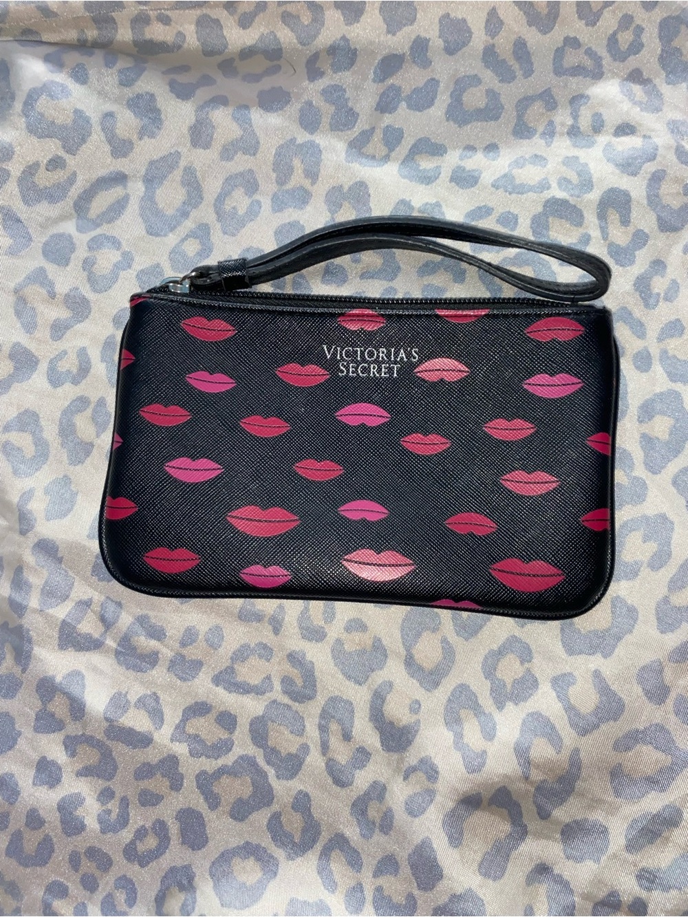 Victoria's Secret Black faux leather wristlet